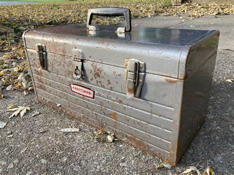 vintage sears craftsman metal tool box 6512 value|Vintage Sears Craftsman 6512 Grey Tool Box w/metal .